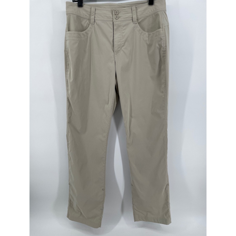 Eddie Bauer Hiking Pants Womens 10 Beige Technical Stretch Travel Outdoor Casual